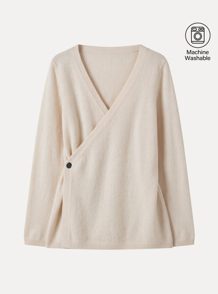 Merino-Blend V-Neck Long Sleeve Wrap Sweater
