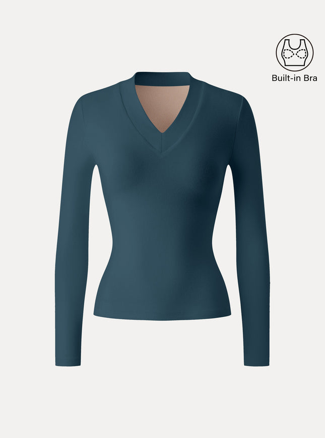 V-neck Wide Binding Slimming Built-In Bra Top