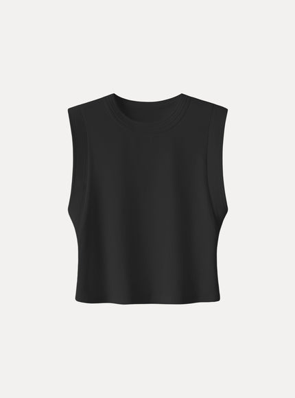 Soft Cotton Lyocell Cropped Wide Shoulder Tank