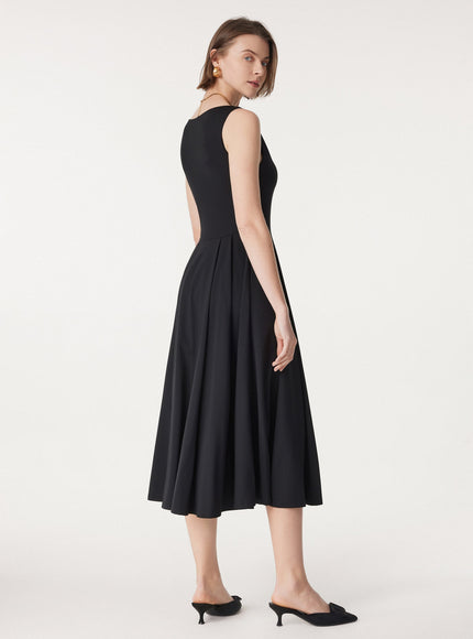 Boatneck Bamboo Ponte Bra Midi Dress with Pockets