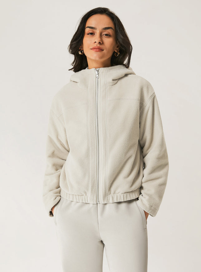 2Pcs Set Fleece Reversable Hooded Jacket & Fleece-Lined Elastic Waist Pants