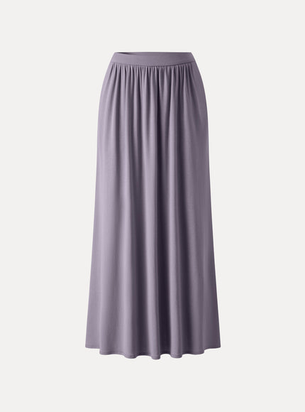 Soft Linen Knit Gathered A-Line Maxi Skirt with Pockets