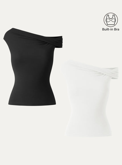 Multi-wear Versatile Necklines Built-In Bra Top