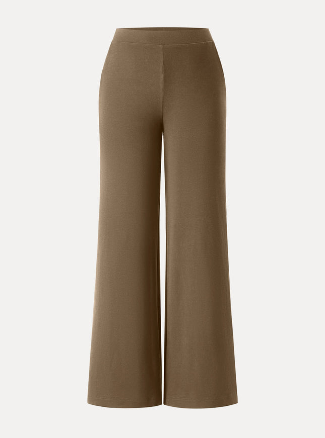 Lyocell Wool Mid Rise Wide Leg Pull-on Pant with Pockets