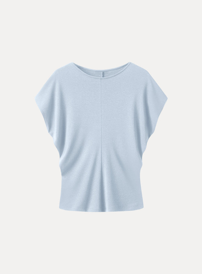 Linen-Blend Round Neck Relaxed Summer Top