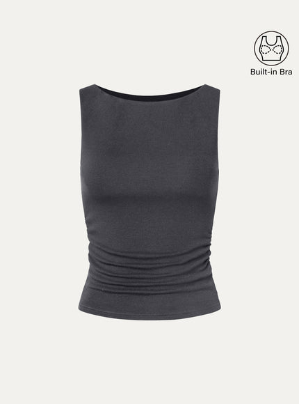Boat Neck Built-In Bra Tank Top