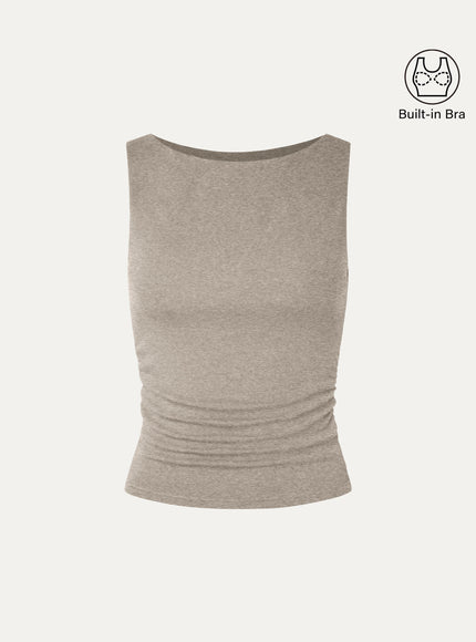 Boat Neck Built-In Bra Tank Top