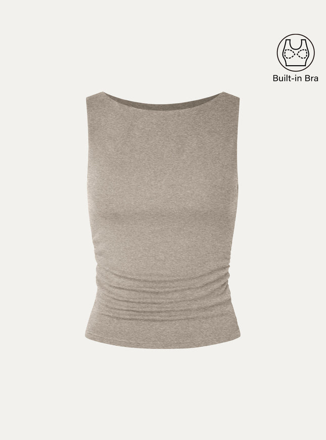 Boat Neck Built-In Bra Tank Top