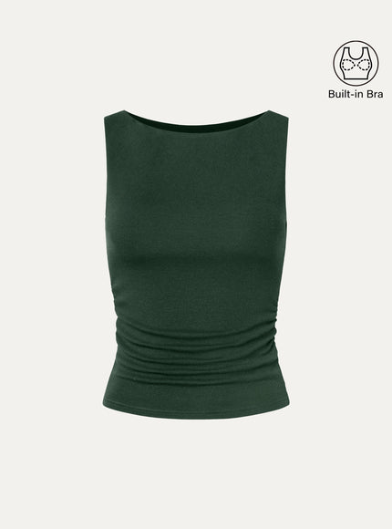 Boat Neck Built-In Bra Tank Top