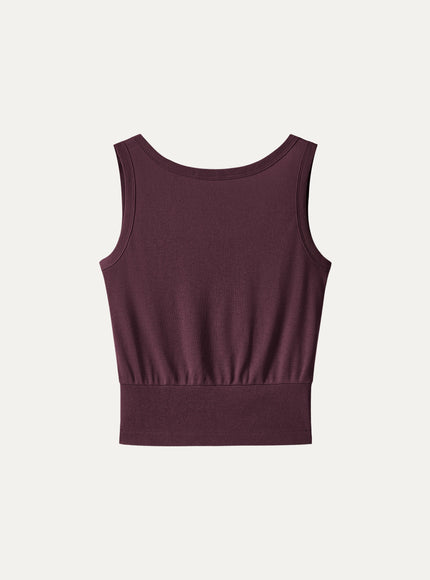 Cotton-Linen Blend Reversible Boatneck Low Back Top