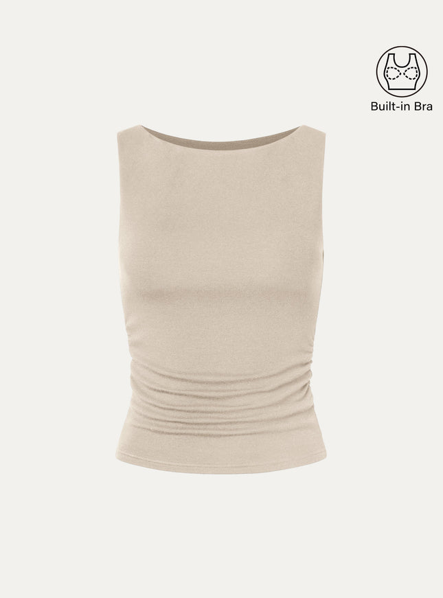 Boat Neck Built-In Bra Tank Top