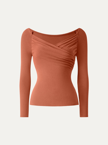 Surplice Ruched Long Sleeve Top