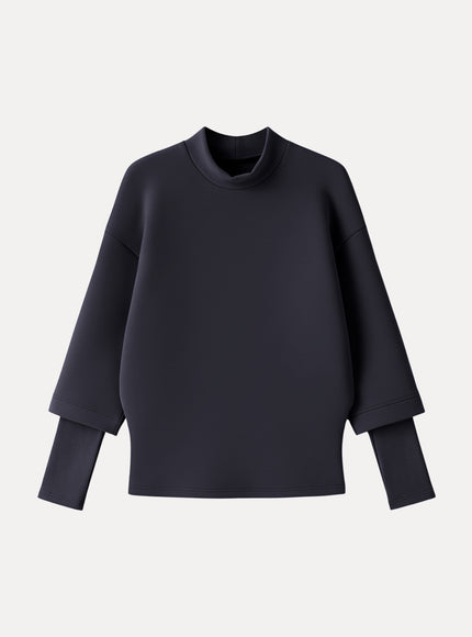 Mockneck Sleeve-Warmer Top
