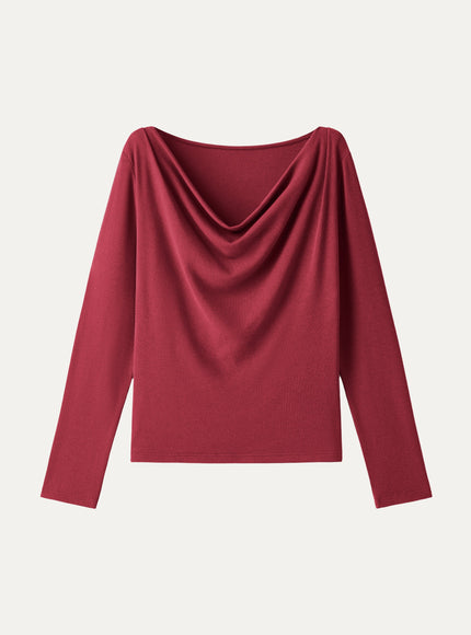 Cowl Neck Long Sleeve Draped Top