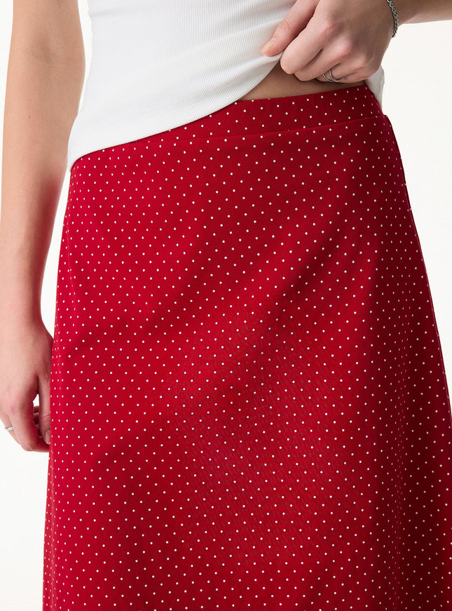 2Pcs Set Polka Dot Boatneck Built-In Bra & A-Line Flare Skirt Limited Edition