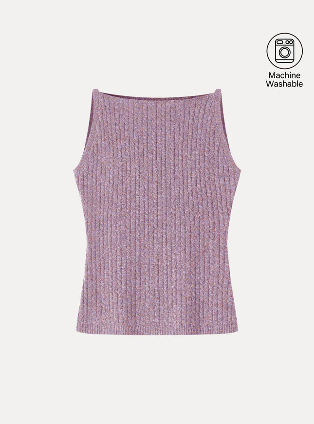 Merino-Blend Sleeveless Cable-Knit Sweater Tank