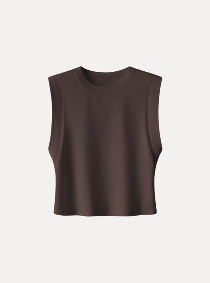 Soft Cotton Lyocell Cropped Wide Shoulder Tank