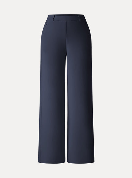 Stretch Cotton Blend Slimming High Rise Wide Leg Pant