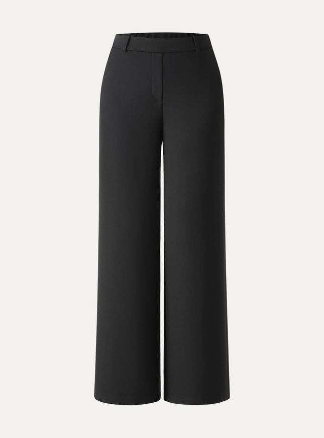 Ponte Mid-Rise Wide-Leg Pants with Pockets - Hickory Brown