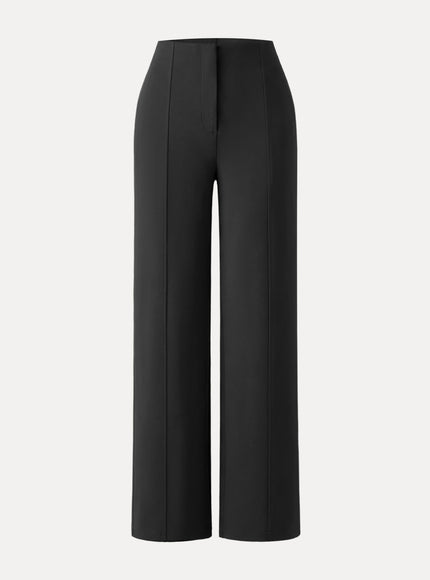 Ponte High-Rise Straight-Leg Pants with Pockets - Heather Black Grey