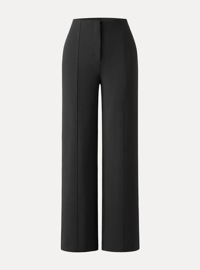 Ponte High-Rise Straight-Leg Pants with Pockets - Heather Black Grey