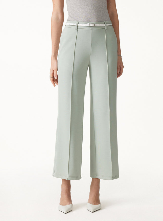 Lyocell Spacer Knit Cropped Straight-Leg Pants with Pockets