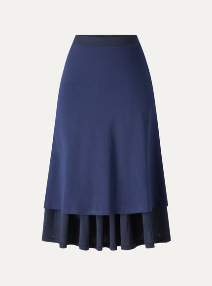 Cotton-Linen Gathered Midi Skirt with Pockets