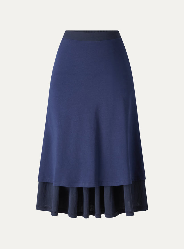 Cotton-Linen Gathered Midi Skirt with Pockets