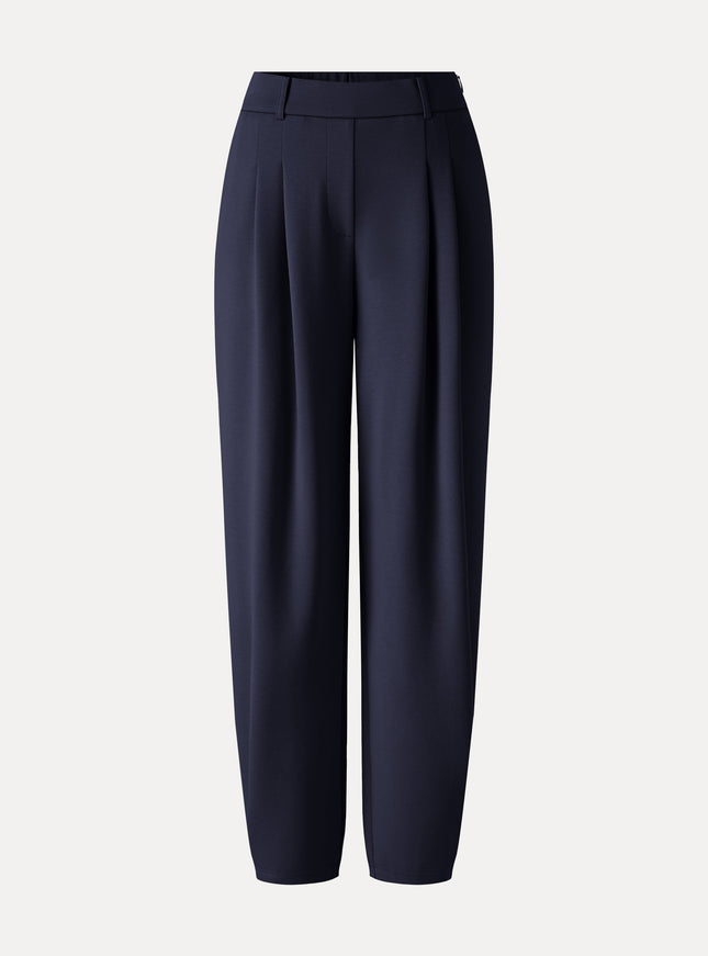 Stretch Ponte High-Rise Ankle Tapered Tuck Pants with Pockets