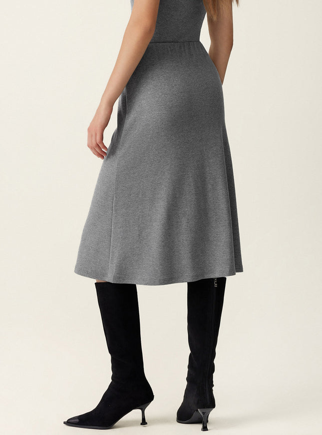 2Pcs Set Surplice Banded Hem Top & Soft Pull-On Midi Skirt