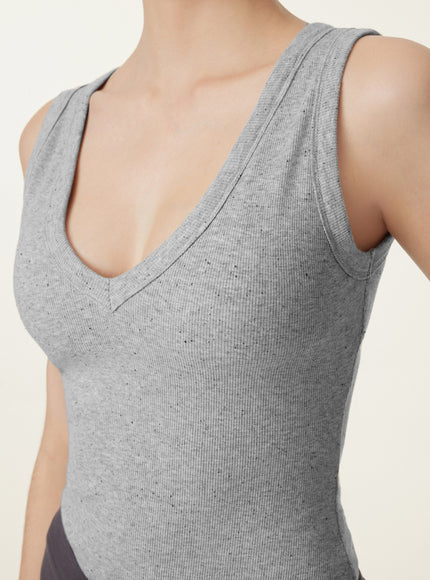 Stretchy V-neck Cotton Built-In Bra Tank