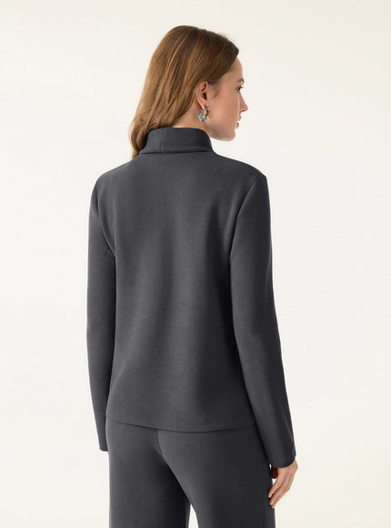 2Pcs Set Turtleneck Top & Regular High Waisted Straight Leg Pull On Pant