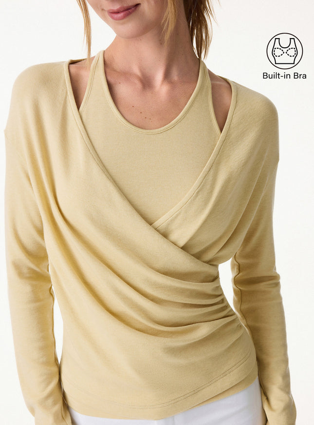 Two-Piece Set Cami with Surplice Ruched Built-In Bra Top