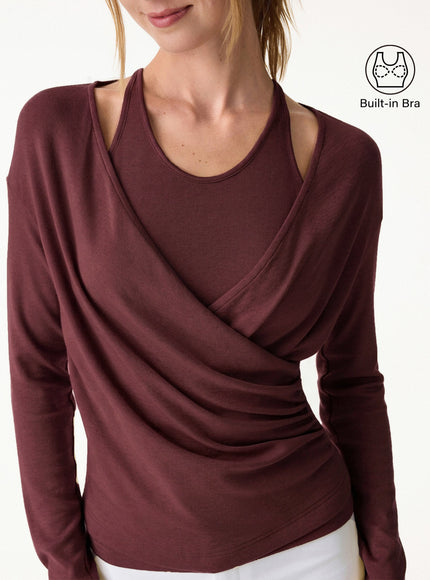 Two-Piece Set Cami with Surplice Built-In Bra Top
