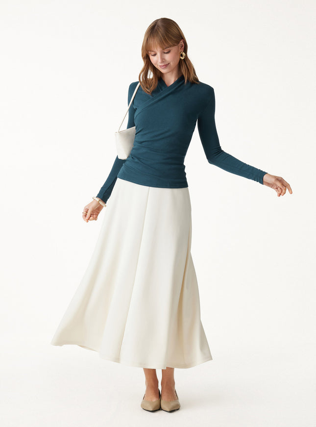Surplice Long Sleeve Ruched Top
