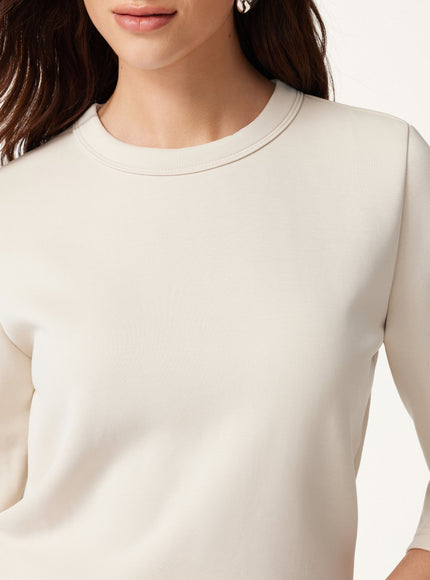 Sandwashed Spacer Crewneck 3/4 Sleeve Top