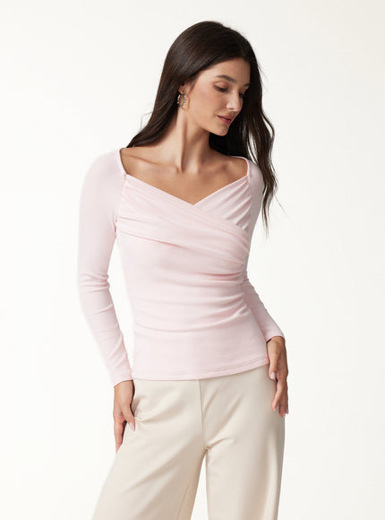 Surplice Ruched Long Sleeve Top