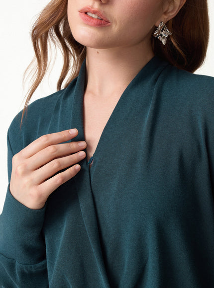 Surplice Long Sleeve Banded Hem Top