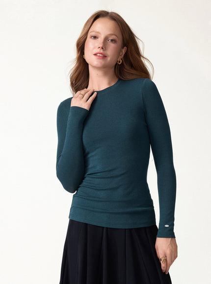 Crewneck Long Sleeve Built-In Bra Top