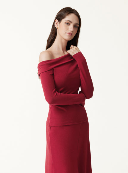 2Pcs Set Asymmetrical Built-In Bra Top & High-Rise A-Line Midi Skirt
