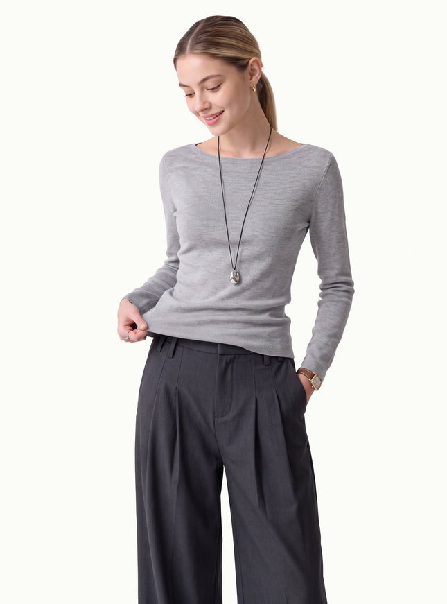 100% Merino Wool Boat Neck Sweater