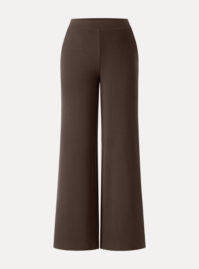 Lyocell Wool Mid Rise Wide Leg Pull-on Pant with Pockets