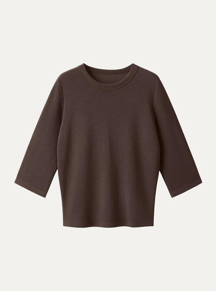 Sandwashed Spacer Crewneck 3/4 Sleeve Top