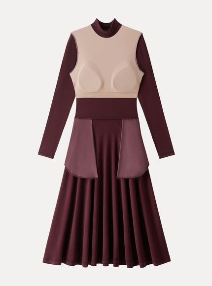 Mockneck Midi Built-In Bra Dress with Pockets