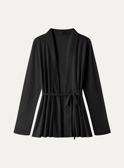 Airy Soft Open Front Cardigan with Tie