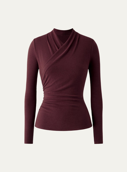 Surplice Long Sleeve Ruched Top