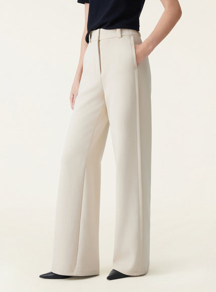 Stretchy Mid Rise Wide Leg Trouser