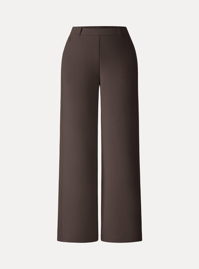 Stretch Cotton Blend Slimming High Rise Wide Leg Pants