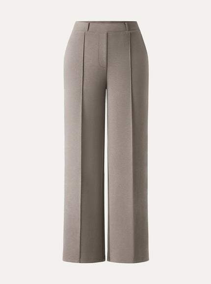 Wrinkle-Resistant Mid Rise Straight Leg Pants with Pockets