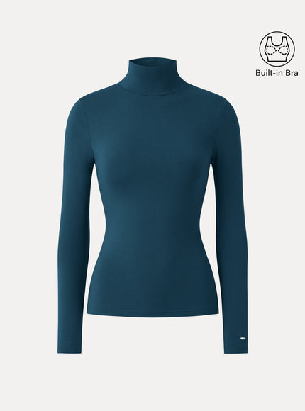 MaxWarm Turtleneck Long Sleeve Built-In Bra Top